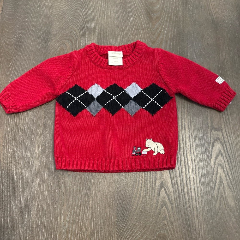 Disney Classic Pooh Winnie The Pooh Train Sweater 3 Months 100% Cotton‎ Red